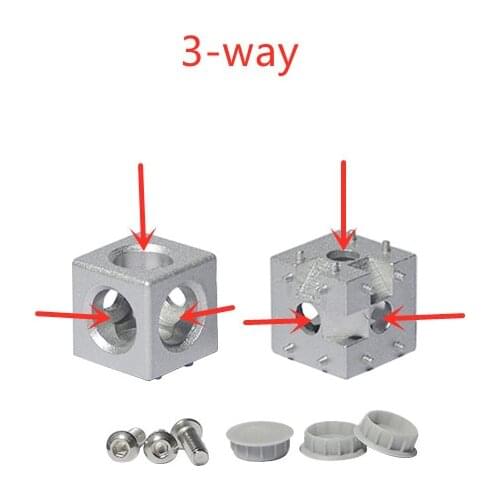LINK CNC 3030 aluminum profile fittings 2-way 3-way corner connector two or three way right angle connection block dimensional