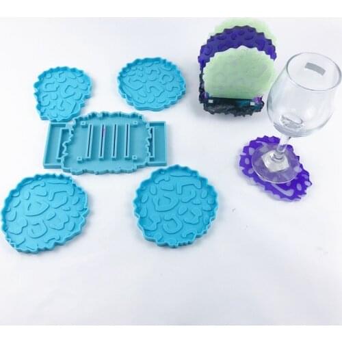 4 Kinds of Leopard-print Coaster Combination Mold Crystal Epoxy Resin Molds Creative Silicone Mold Cake Decoration Keychain Mold