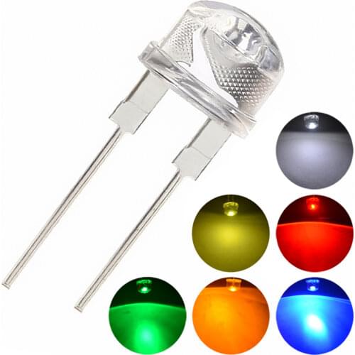 50Pcs Min 8mm 0.5W White Red Yellow Blue Green Diode Led Power Straw Hat Lamp Bead Light Emitting Diode Lamp Bulb Bright DIY LED