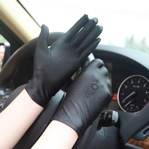 Summer Women Sunscreen Breathable Embroidery Gloves Outdoor Drive Anti-UV High Elasticity Etiquette Stage Performance Breathable