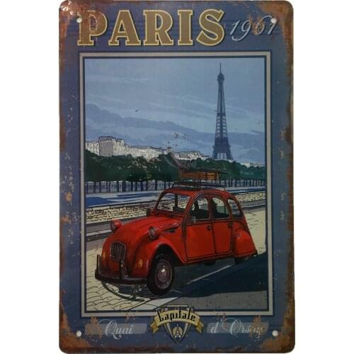 De Metal cartel de hojalata Vintage, coche para al aire libre casa de negocios Retro arte 12x8 pulgadas