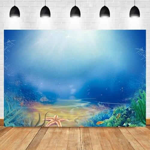 Mocsicka Underwater World Sunlight Photography Backdrops Fish coral Custom Birthday Party Baby Shower Photo Background Photocall
