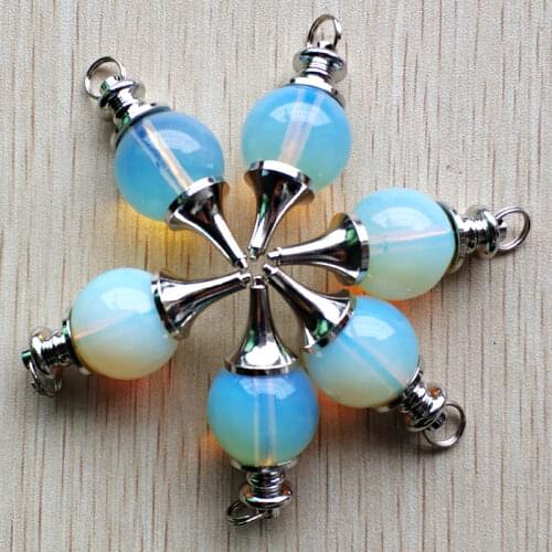 Wholesale 6pcs/lot 2018 new fashion hot-sell good quality opal stone ball charms pendants & necklaces jewelry making free