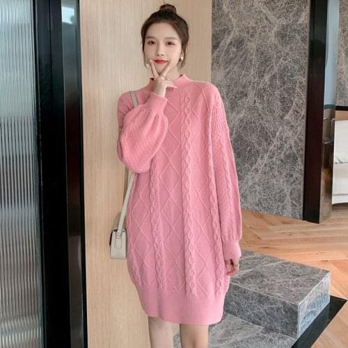 6069 Autumn Winter Thick Warm Knitted Maternity Sweaters Sweet Lovely loose Pullovers Dress Clothes for Pregnant Women Pregnancy