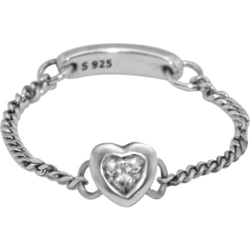 Authentic 925 Sterling Silver Spirited Heart Ring Clear CZ Wedding Engagement Rings for Women Bague Femme