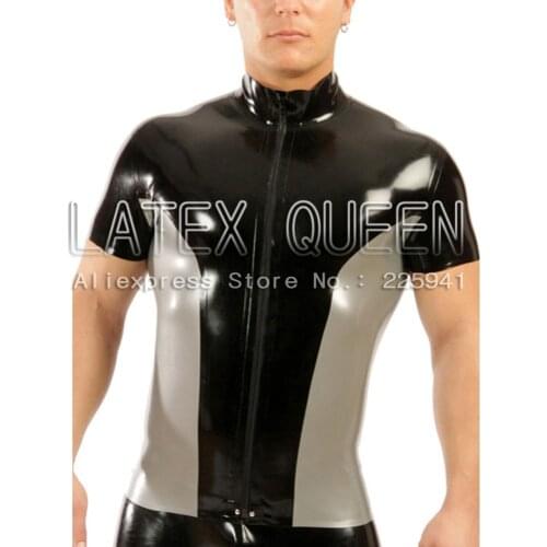 Rubber T-shirt top with zip whole sales