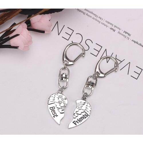 Fashion Heart Shape Best Friend Keychain For Women Men Pendant Couple Glamour Cute Simple Jewelry Gifts 2020 Dropshipping