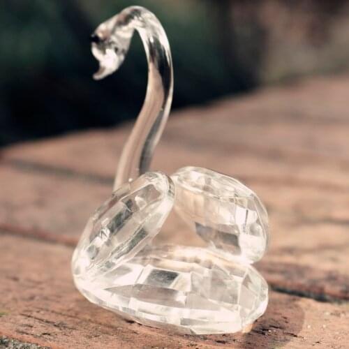 Romantic Clear Artificial Crystal Swan Rhinestone Swan Decorations in Packing Box Wedding Engagement Party Gift Favors