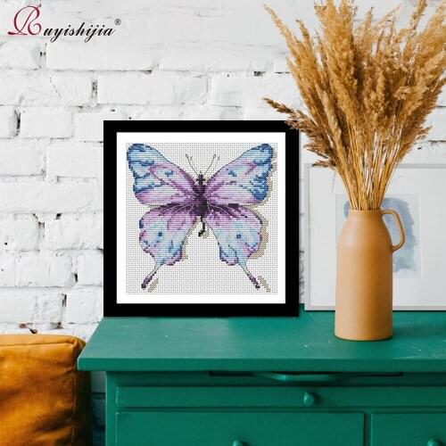 RUYISHIJIA Animal Butterfly Pattern Needlework Cross Stitch Set by Starter Kits Beginners Handmade Cross-Stitch Embroidery