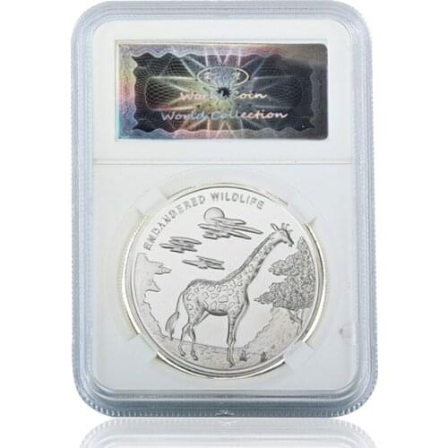 Giraffe Designed Silver Coins Wild Commemorative Coins Protect Wildlife Animals W/ Acrylic Case