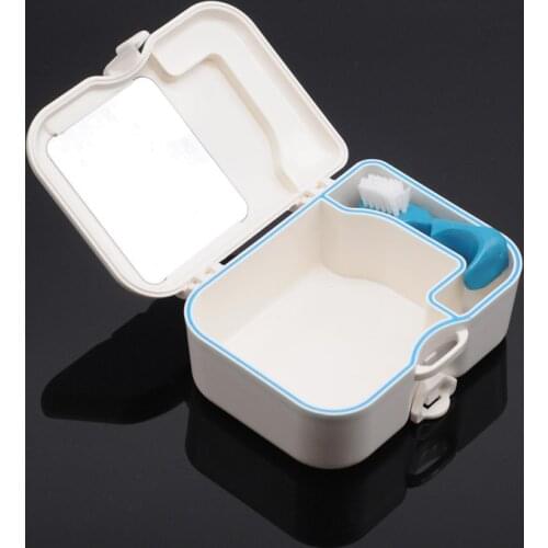 Dentist Lab Applianc False Teeth Storage Box Case With Mirror And Clean Brush For Dental Product