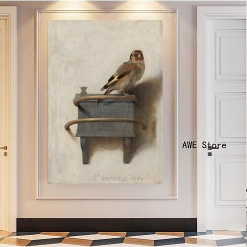 Carel Fabritius The Goldfinch Canvas Painitng Vintage Animal Bird Poster Puttertje Print Wall Art Decoration Home Decor