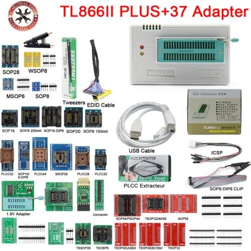 TL866II Plus +37 adapters XGECU 100% Original ECU Programmer TL866ii Plus + Full Adapters EEPROM Universal Bios USB programmer