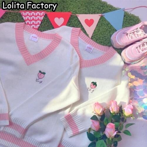 British Preppy School Girl Sweater Vest School Uniforms V-neck Japanese Embroidery Lovely Girls Students Korean Knitted sweater