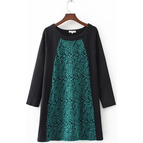 Plus Size Womens Round Neck Long Sleeved Shirts Casual Printed Tops