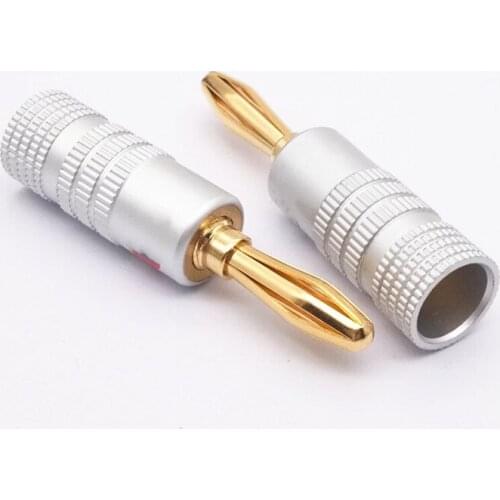 1/2PCS Banana Connector 4mm Speaker Banana Plugs 24K Copper Gold Plated 4mm Banana Jack Match with 4mm Binding Post