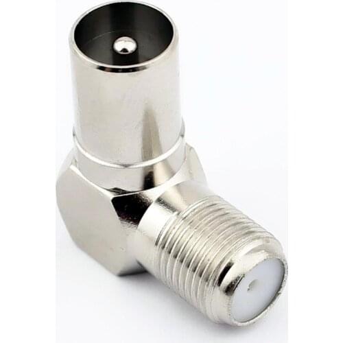 2PCS F Female to PAL Male 9.5mm TV Satellite Antenna RF Coax Adapter Right Angle