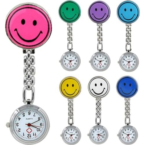 2020 Fashion Round Smiley Face Pocket Watches Girls Women Nurse Watch Cartoon Cute Quartz Watch