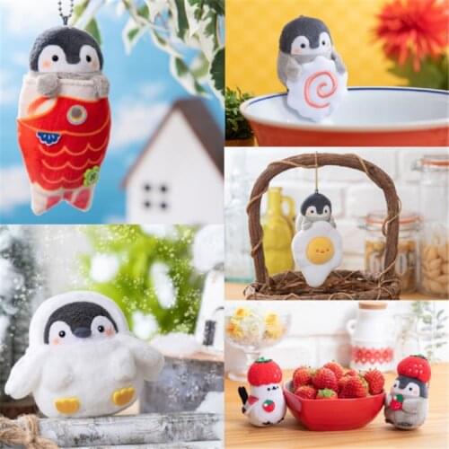 2021cute cute little penguin koi board braised strawberry egg series plush doll pendant backpack hanging cute kids gift