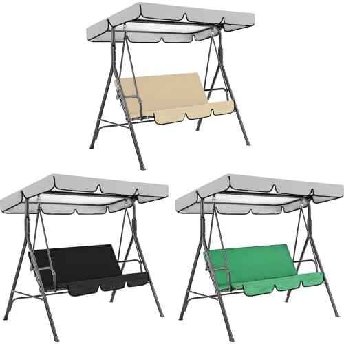 3-Seat Patio Swing Seat Cover Waterproof Anti-UV Outdoor Swing Cushion Cover with Storage Bag for Garden Yard 59x59x4in