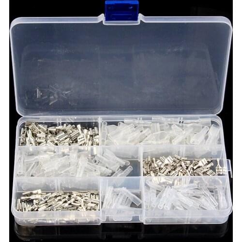 300Pcs Insulated Spade Crimp Terminal 6.3/4.8/2.8mm Electrical Wire Connectors Cold Press Terminal Assorted Set