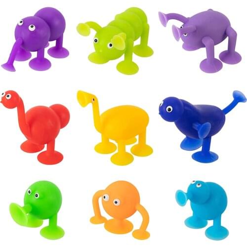 5 Piece Bath Suction Cup Building Toy Construction Set with Animal Shapes for Stress Release Interactive Fidget Toys