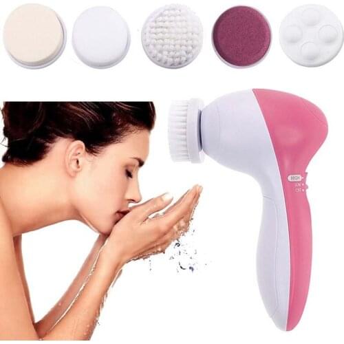 Deep facial 5 in 1 cleansing brush Facial Skin Machine cleanser machine Dynamic face massage cleansing instrument Free Shipping