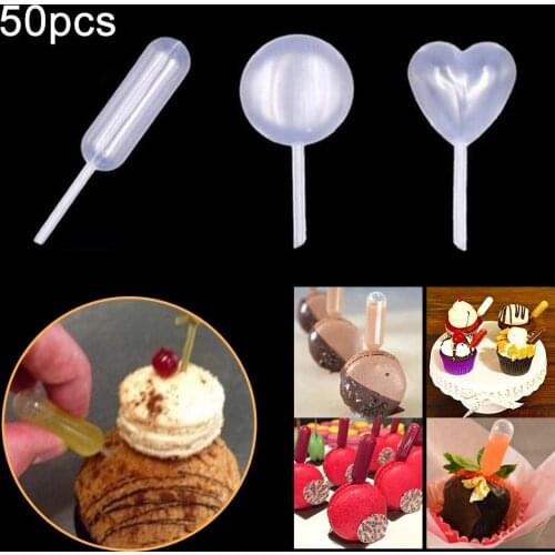 50Pcs 4ml Disposable Heart Round Shape Liquid Dropper Cupcakes Transfer Pipettes Silk Flower Tool Eco-Friendly