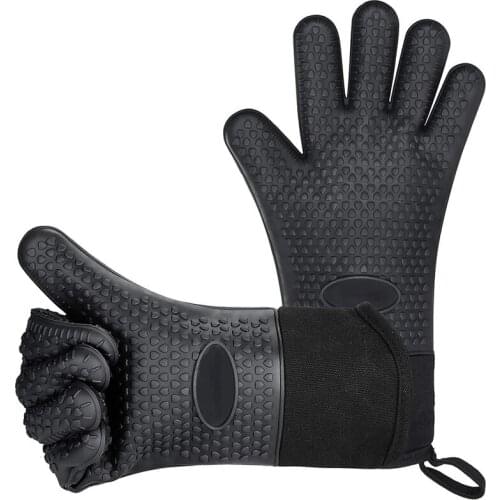 Promotion! BBQ Gloves, Heat-Resistant Waterproof and Non-Slip Extended Silicone Gloves for Barbecue, Kitchen Cooking, Oven, 2 Pa
