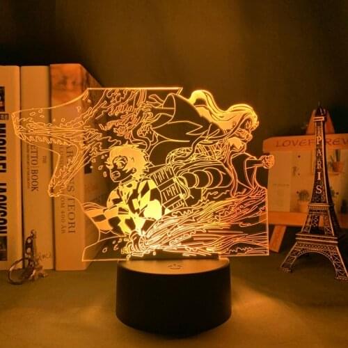 Anime Led Lamp Kimetsu No Yaiba Tanjiro X Nezuko for Bedroom Decoration Night Light Gift Manga 3d Light Demon Slayer Room Decor