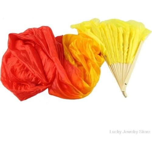 4 Colors Colorful Hand Made Dance Belly Dancing Silk Bamboo Long Fans Veils YF M10 21 Dropshipping