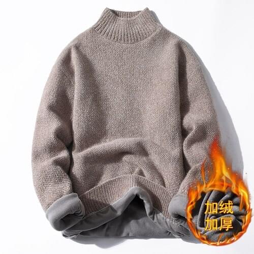 Free shipping2020 autumn and winter Plush thickened mens sweater winter warm round neck Pullover Sweater base coat youth coat