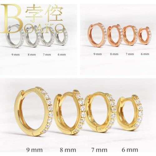 BOAKO 925 Sterling Silver Piercing Earrings For Woman Round Jewelry Earrings Hoops Aretes De Mujer Fashionable Luxury #4.2