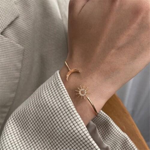 925 Sterling Silver Crystal Star Moon Charm Bracelet &Bangle For Women Wedding Jewelry sl162