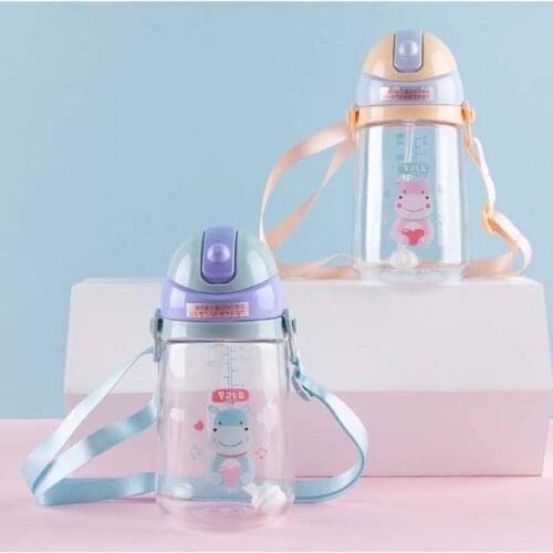 Childrens Water Cup Leak-proof Straw Bottle Summer Student Kettle Cute Portable Plastic Sport Bottles for Kids