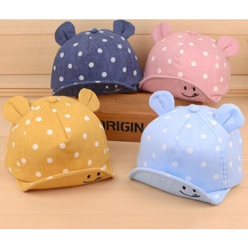 Baby Sun Hat New Unisex Baby Hat Boy Girl Dot Colorful Cotton Soft Cozy Beanie Hat Toddler Infant Breathable Caps with Cute Ears