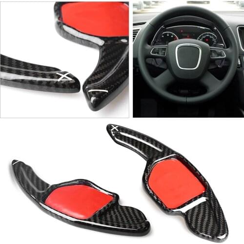 Car Carbon Fiber Steering Wheel Shifters Paddle Shift Extension For Audi A4L S6 A5 S8 A6L RS6 A8 Q5 S5 Q7