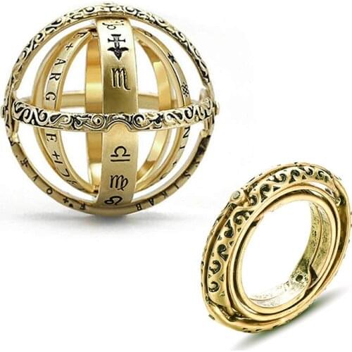 Creative Astronomical Sphere Ball Rings for Men Women Complex Cosmic Rotating Universe Finger Ring Couple Lover Jewelry Gifts
