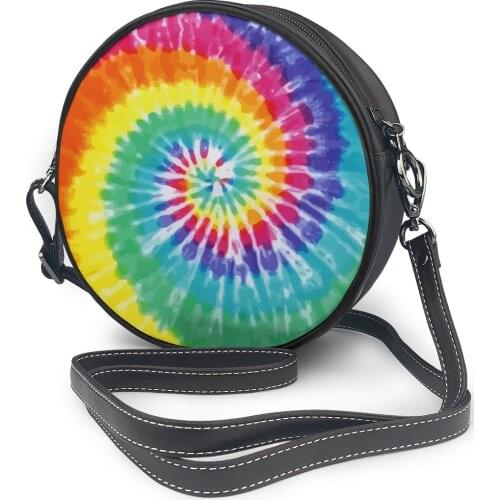 OLN Tie Dye Rainbow Print Round Crossbody Cell Phone Shoulder Bag Messenger Bags Fashion Daily Use For Women Wallet