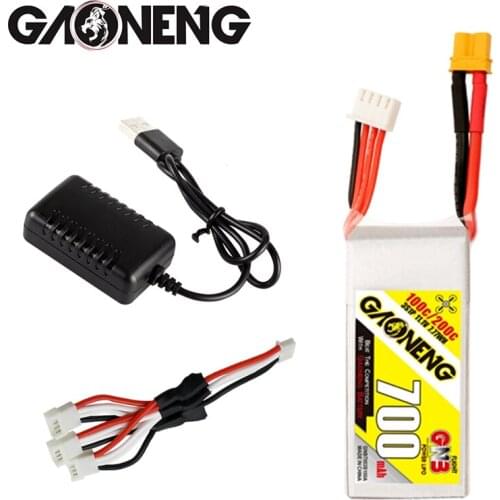 GNB GAONENG 700mah 3S 11.1V XT30 100C 200C RC FPV LiPo Battery Pack graphene for 11.1v drone battery with USB charger