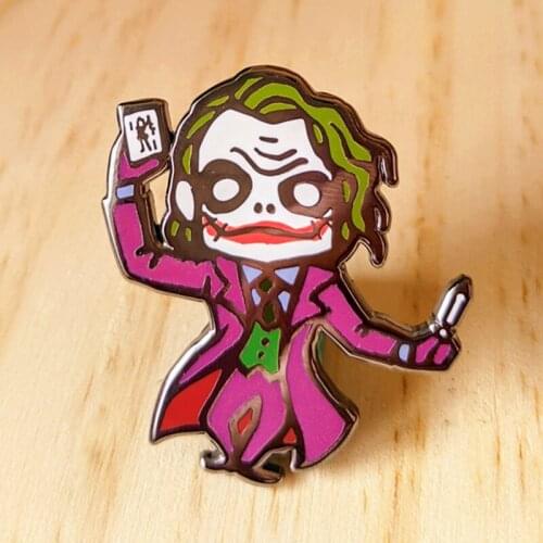 Cartoons Dark Knight Joker Enamel Brooch Pin Backpack Hat Bag Collar Lapel Pins Badges Women Mens Fashion Jewelry Accessories