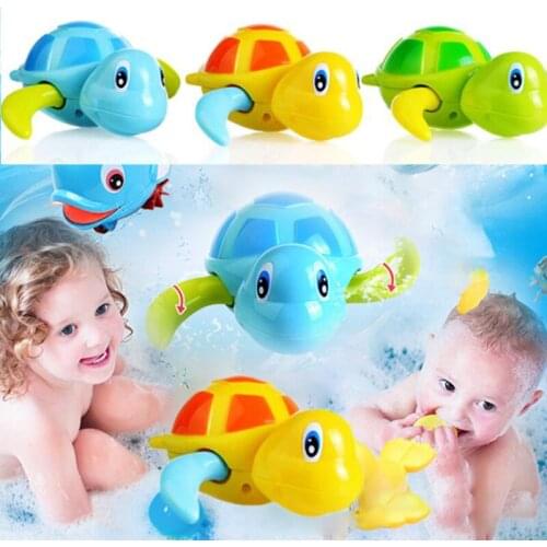 Cartoon Cute Tortoise Baby Water Bath Toys Classic Kids Infant Bathroom Mini Colorful Soft Floating Animals Figure Clockwork Toy