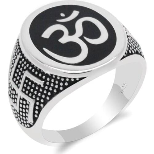 925 Sterling Silver Arabic Muslim Allah Ring Religious Symbol Buddhism Lucky Jewelry For Men Women Cross Ring