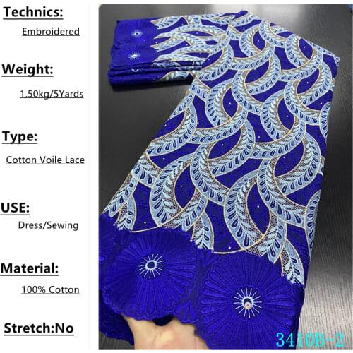 NIAI High Quality Voile Lace In Switzerland Nigerian Lace Fabrics African Cotton Voile Lace Fabric For Wedding Dress XY3410B-2