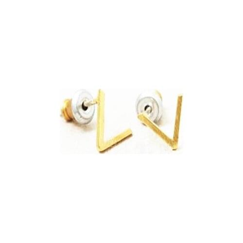 Lastest "V" letters stud earrings Symbolic victory "V" stud earrings for women
