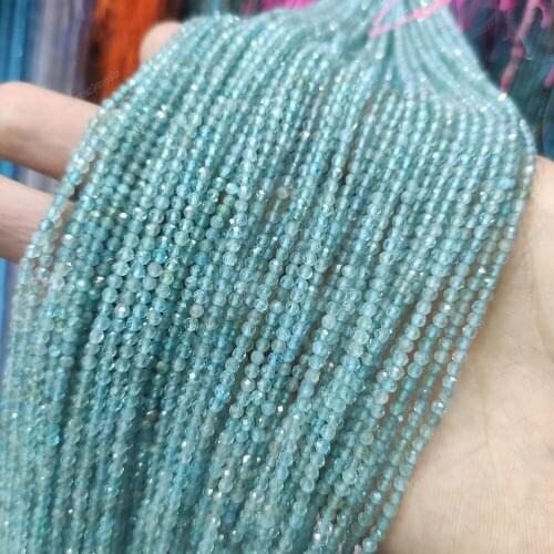Wholesale Good Quality Natural Faceted Apatite Stone Round Minerals Beads For Jewelry Making Beads Diy15 Inches 2/3/4mm