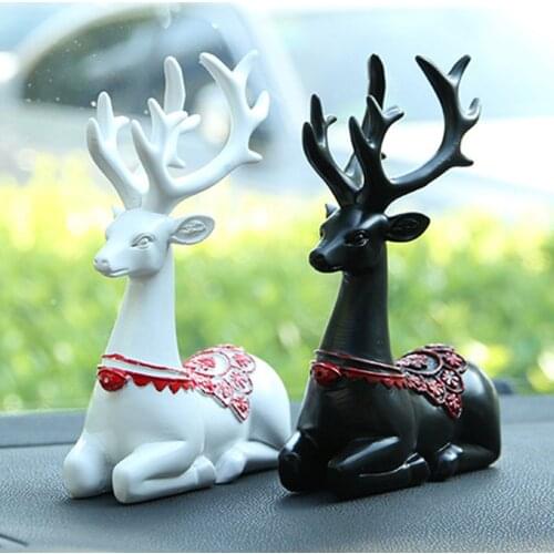 Car Resin Deer Statues Small Ornaments Creative Cute Car Home Decoration Ornaments Home Decoration Christmas Gifts High-quality