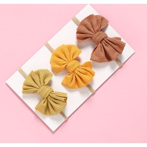 3 pcs/lot, Baby Girls Messy Bow nylon headbands, Fabric knot bow headband baby hair accessories