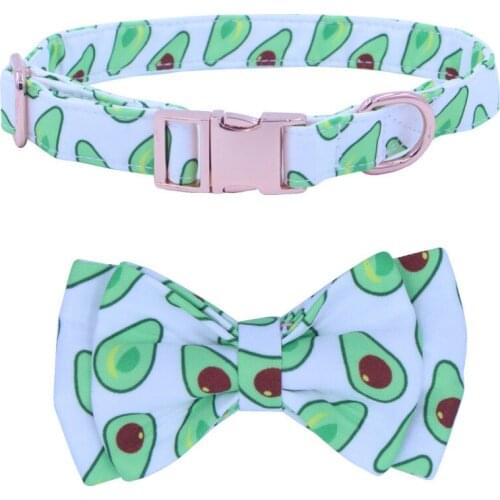Printed Adjustable Pet Collars Cute Fruit Print Design Collar for Small Medium Large Dogs with Bow Tie