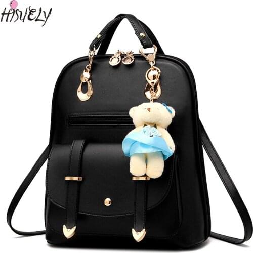 HISUELY 2021 Luxury Backpack Women Bags Designer Teenager Girls Satchels Women Fashion Solid Backpacks PU Leather Bags Softback